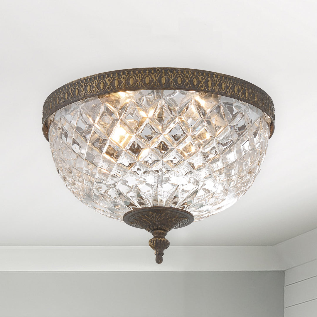 Crystorama Crystorama 2 Light English Bronze Crystal Flush Mount