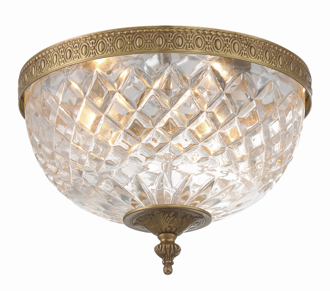 Crystorama 2 Light English Bronze Crystal Flush Mount