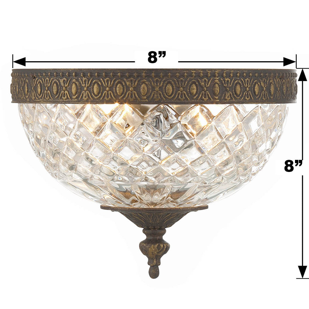 Crystorama Crystorama 2 Light English Bronze Crystal Flush Mount