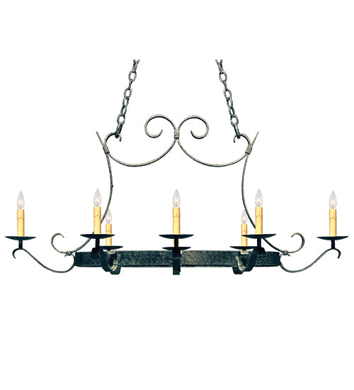 51" Long Handforged Oval 8 Light Pot Rack