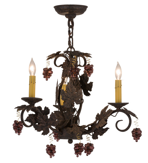 18"W Vineyard 3 Lt Chandelier