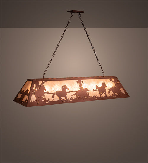 61" Long Running Horses Oblong Pendant