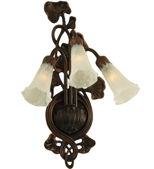 10.5"W White Pond Lily 3 Lt Wall Sconce