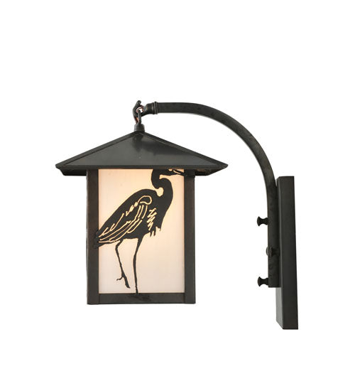 8" Wide Seneca Heron Curved Arm Wall Sconce