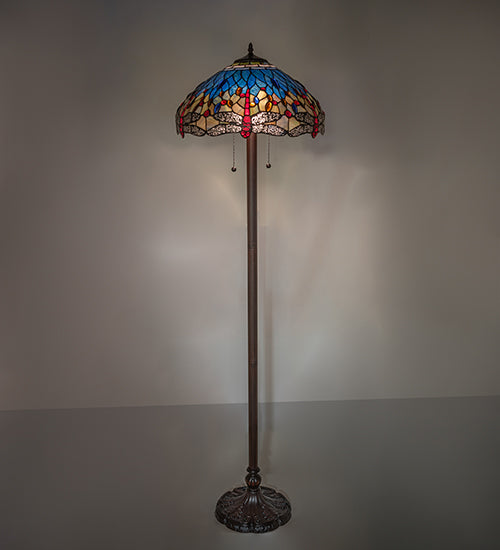 61" High Tiffany Hanginghead Dragonfly Floor Lamp