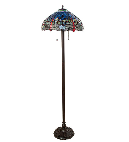 61" High Tiffany Hanginghead Dragonfly Floor Lamp