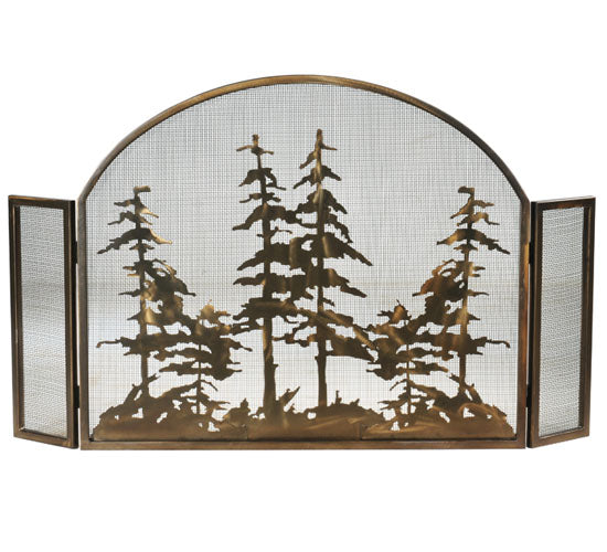 50" Wide X 30" High Tall Pines Arched Fireplace Screen