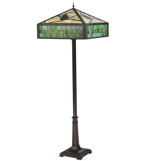 64.5"H Green Pine Branch Mission Floor Lamp