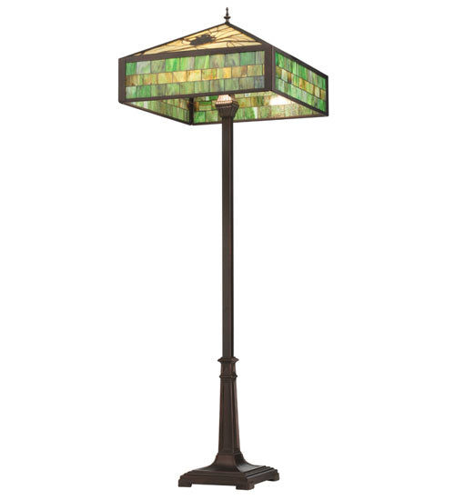 64.5"H Green Pine Branch Mission Floor Lamp