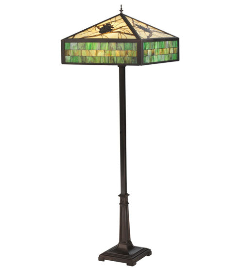 64.5"H Green Pine Branch Mission Floor Lamp