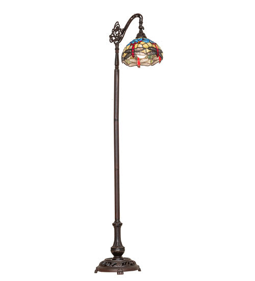 60.5"H Tiffany Hanginghead Dragonfly Bridge Arm Floor Lamp