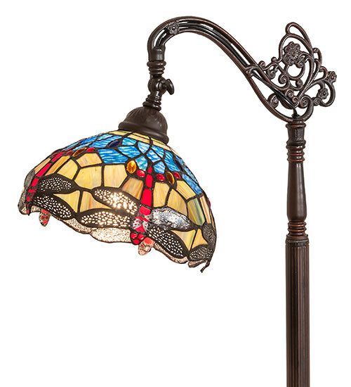 60.5"H Tiffany Hanginghead Dragonfly Bridge Arm Floor Lamp