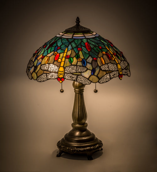 22"H Tiffany Hanginghead Dragonfly Table Lamp