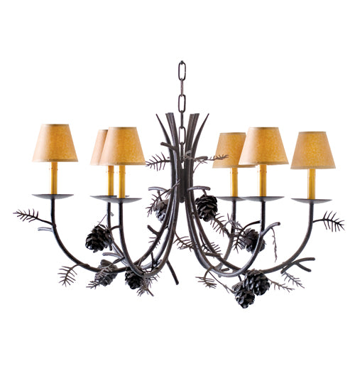 42" Wide Pinecone 6 Light Chandelier