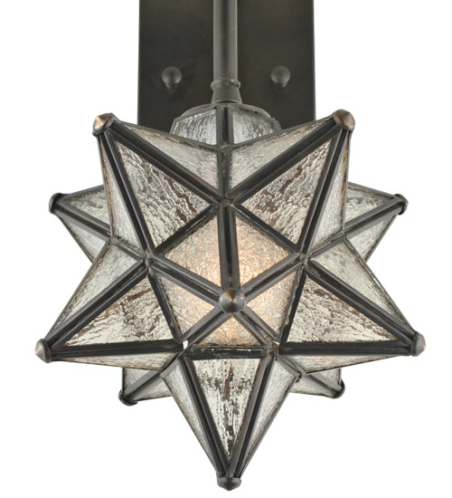 9"W Moravian Star Clear Seeded Curved Arm Wall Sconce