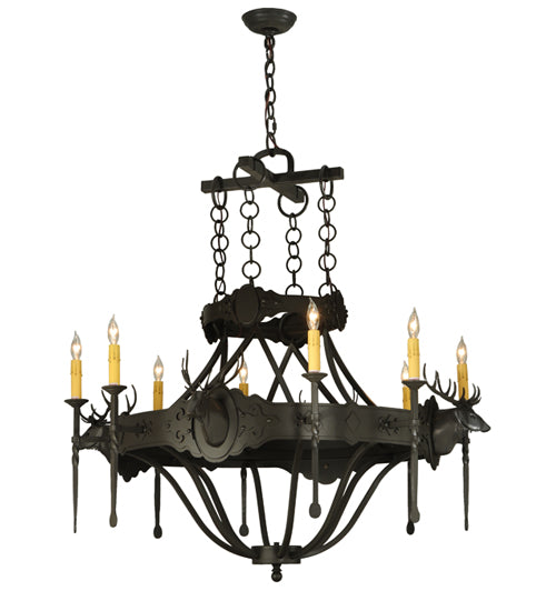 40"W Stag 8 Lt Chandelier