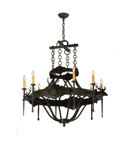 40"W Stag 8 Lt Chandelier