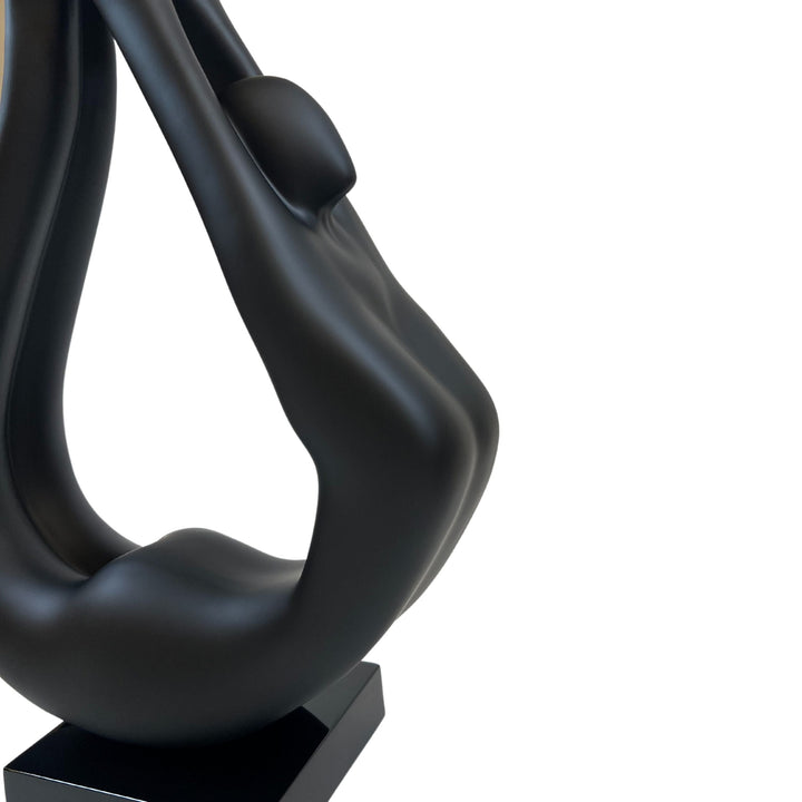 Yoga Black Sculpture - Wood Base