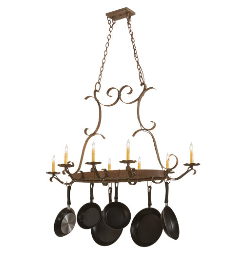 53" Long Laramie 8 Light Pot Rack