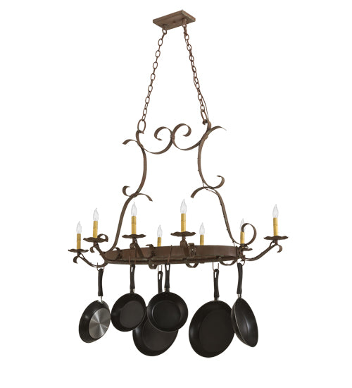 53" Long Laramie 8 Light Pot Rack