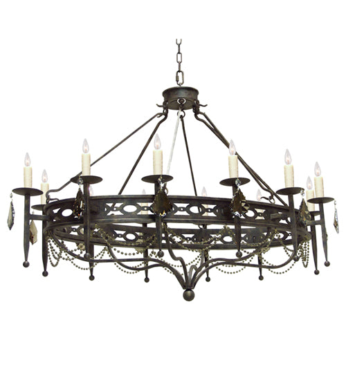 60" Long Jasmine 12 Lt Oblong Chandelier