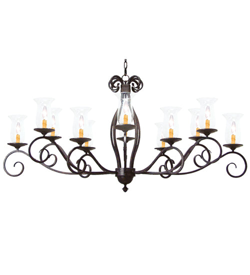 60" Long Firenze 12 Light Oblong Chandelier