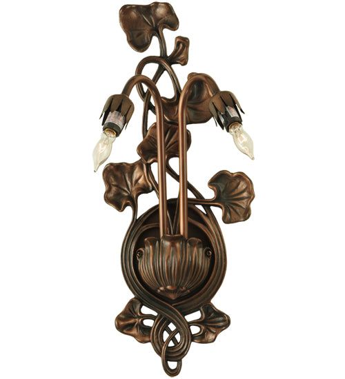 11"W White Pond Lily 2 Lt Wall Sconce