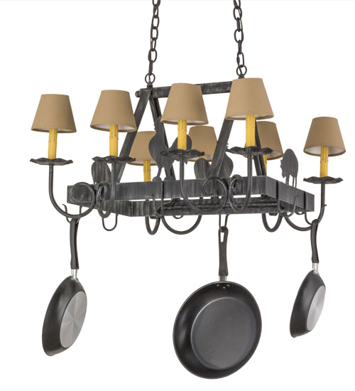 27" Long Barn Animals 8 Light Pot Rack