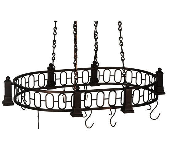 43" Long Revival Deco 6 Light Pot Rack