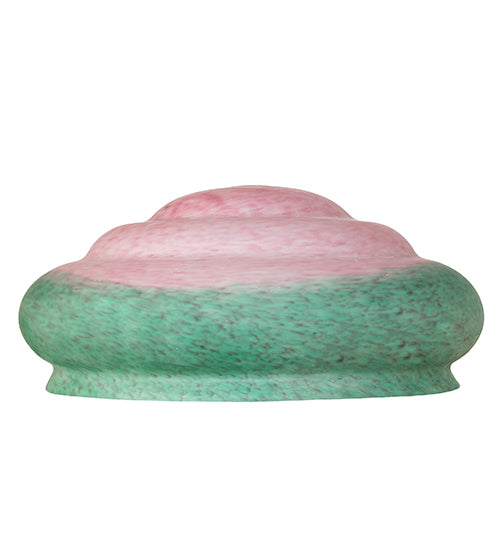 15" Wide Pink & Green Pate-De-Verre Three Tier Shade