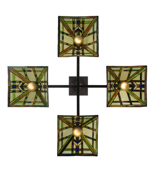 36" Square Prairie Wheat 4 Light Chandelier