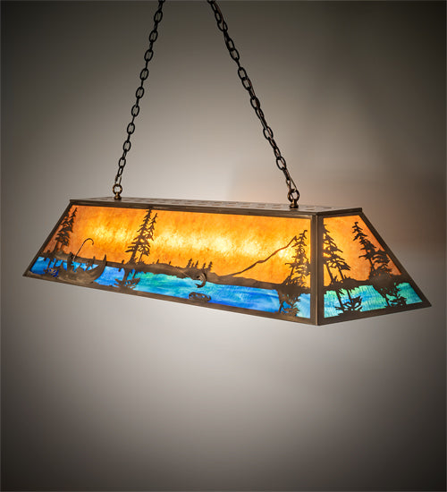 61"L Trout & Fisherman Oblong Pendant