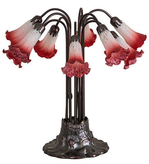 22"H Pink/White Pond Lily 10 Lt Table Lamp