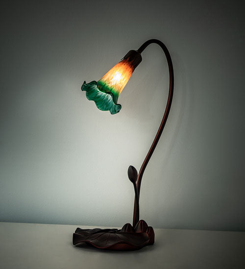 16" High Amber/Green Pond Lily Accent Lamp