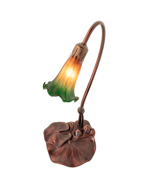 16" High Amber/Green Pond Lily Accent Lamp