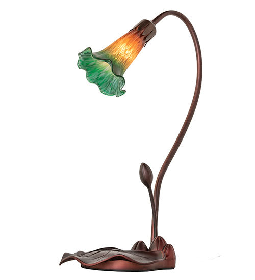 16" High Amber/Green Pond Lily Accent Lamp