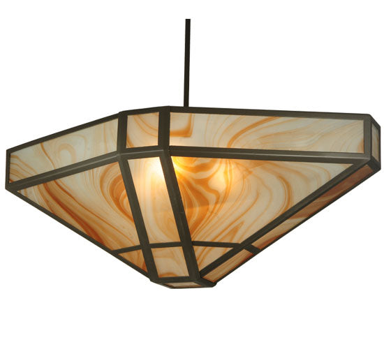 36.5"L Geometric Cognac Swirl Oblong Inverted Pendant