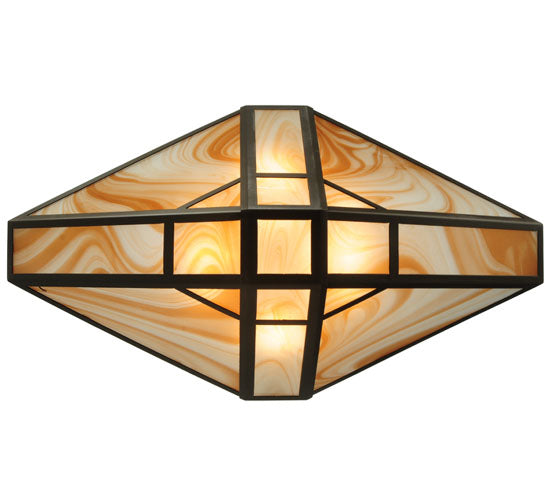 36.5"L Geometric Cognac Swirl Oblong Inverted Pendant