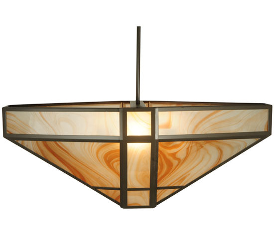 36.5"L Geometric Cognac Swirl Oblong Inverted Pendant