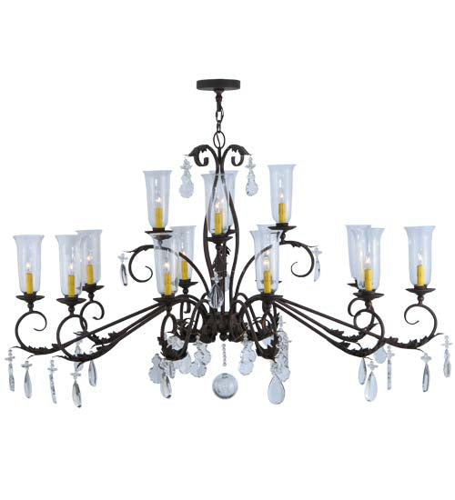 62" Long Windsor 14 Light Oblong Chandelier