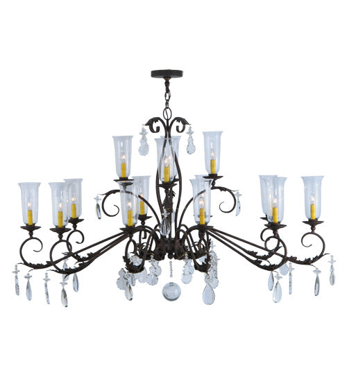 62" Long Windsor 14 Light Oblong Chandelier