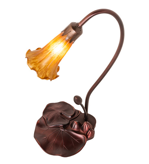 16" High Amber Tiffany Pond Lily Accent Lamp