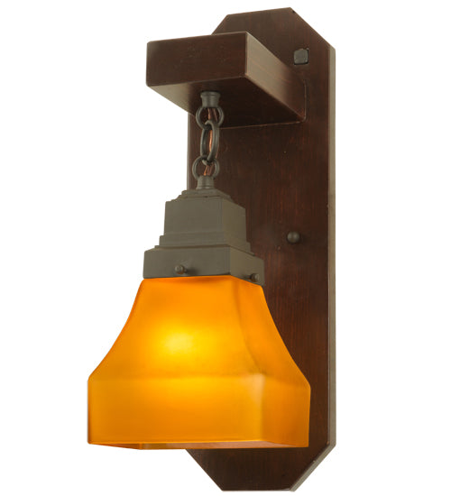 5" Wide Bungalow Frosted Amber Wall Sconce