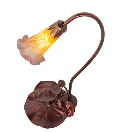 16" High Amber/Purple Pond Lily Accent Lamp