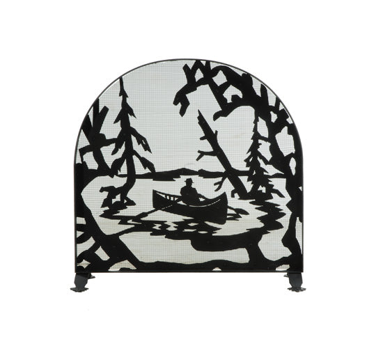 35" Wide X 34.5" High Canoe At Lake Arched Fireplace Screen