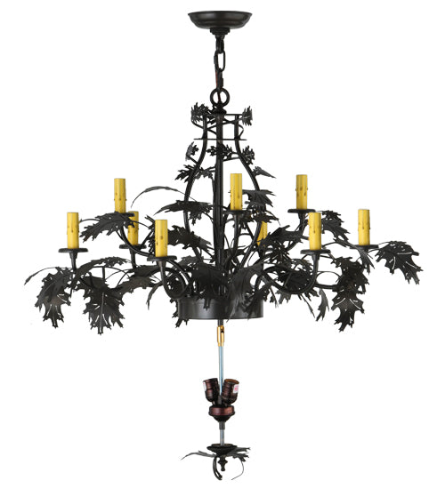 34" Wide Greenbriar Oak 9 Arm Chandelier