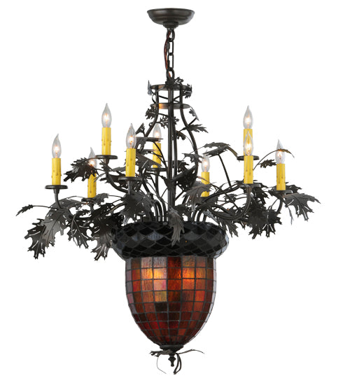 34" Wide Greenbriar Oak 9 Arm Chandelier