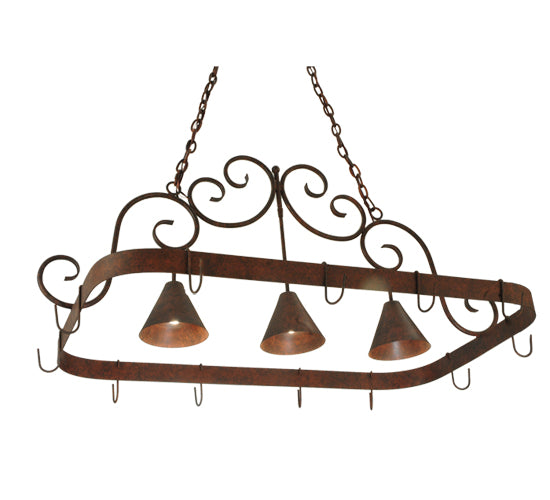 46" Long Elana 3 Light Pot Rack