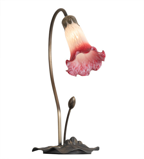 16" High Pink/White Tiffany Pond Lily Accent Lamp