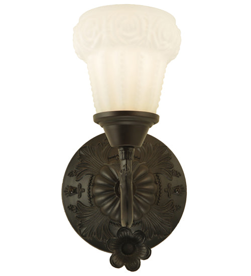 7" Wide White Puffy Rose Wall Sconce